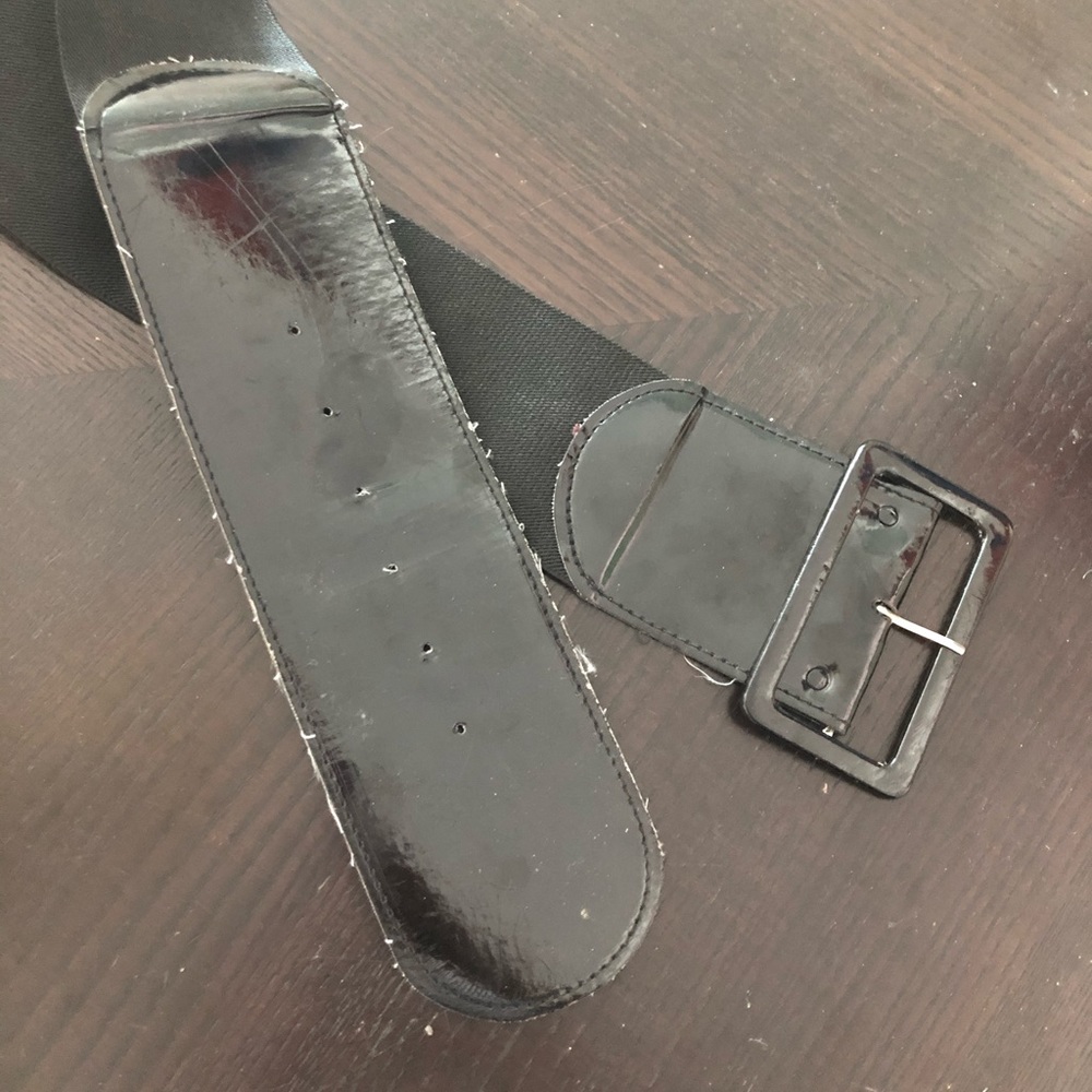 Black Patent Leather 3 Inch Wide Stretch Belt
